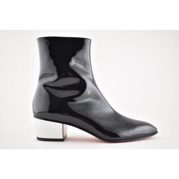 Christian Louboutin Palace Boot Donna 40 Black Patent Leather Heel Bootie 35 - Picture 2 of 10